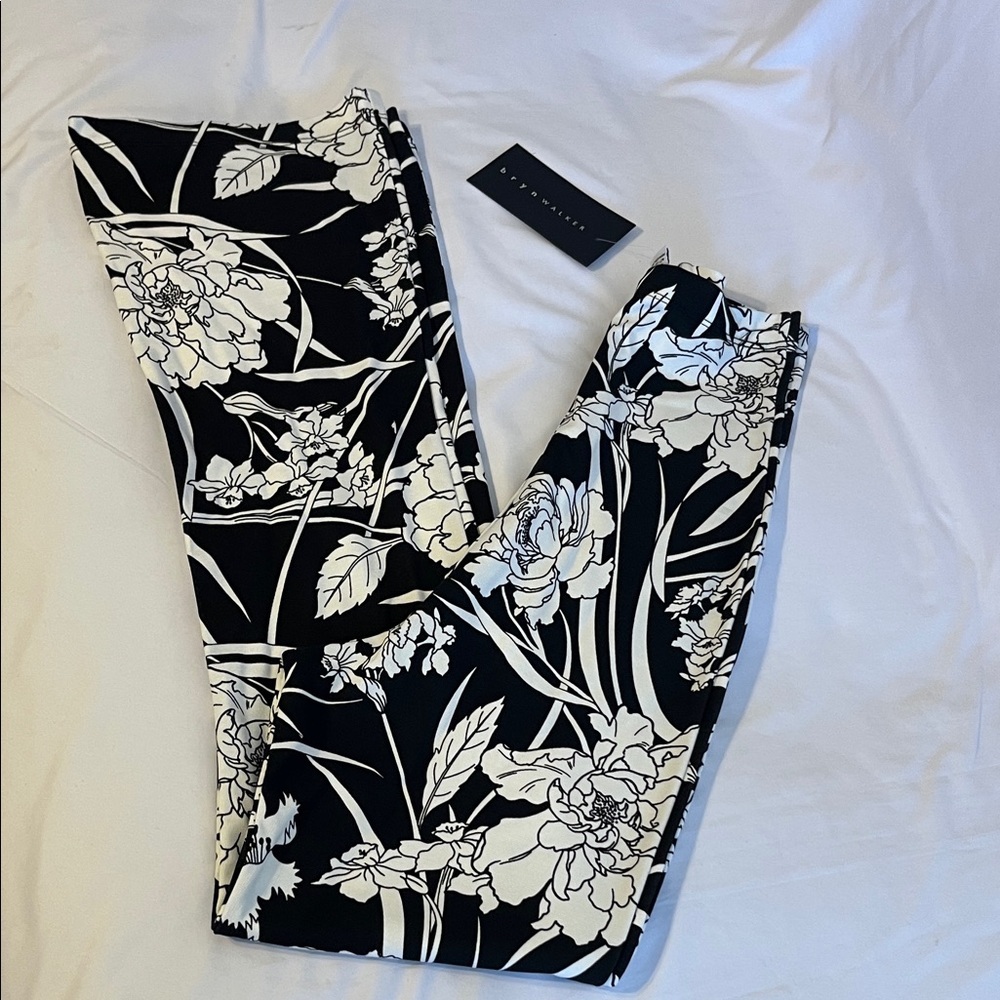 bryn Walker Black and White Floral Wide Leg Pants - Picture 12 of 12